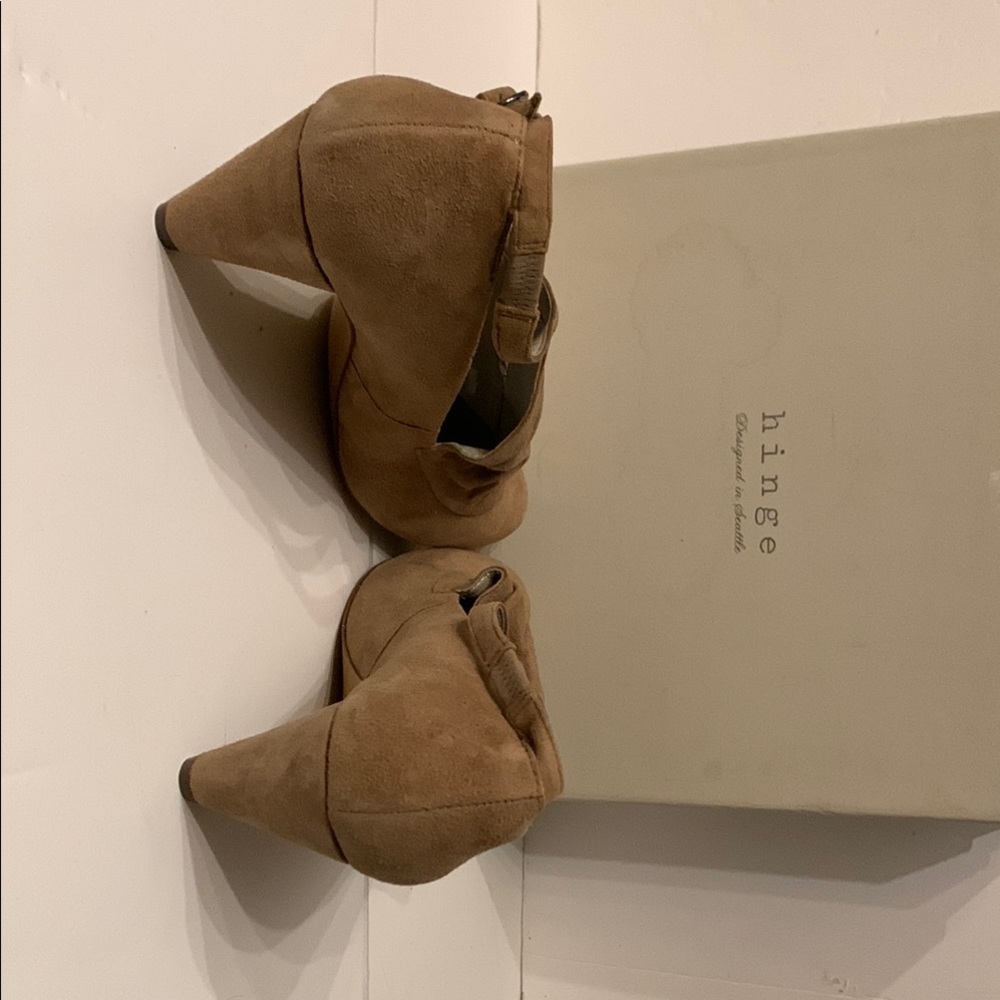 Hinge Sand Suede Heels with Chunky Heel - Picture 6 of 6